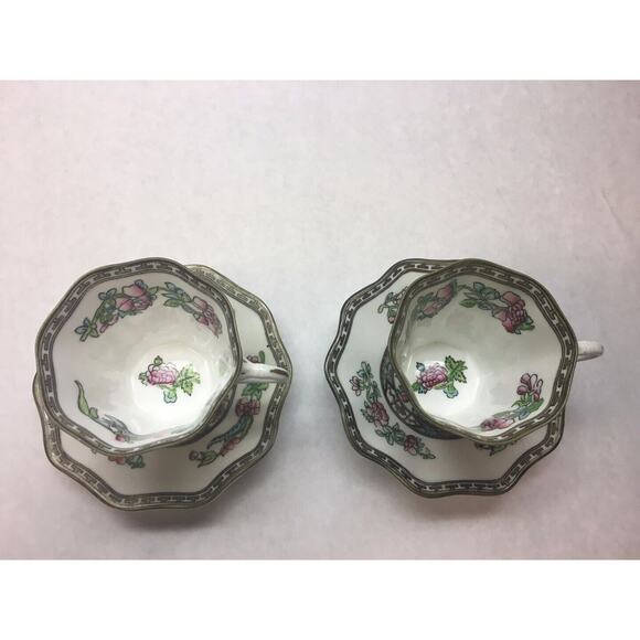 VINTAGE Coalport CHINA Indian Tree Pattern SET OF TWO Teacups and Saucer SET - Picture 2 of 12